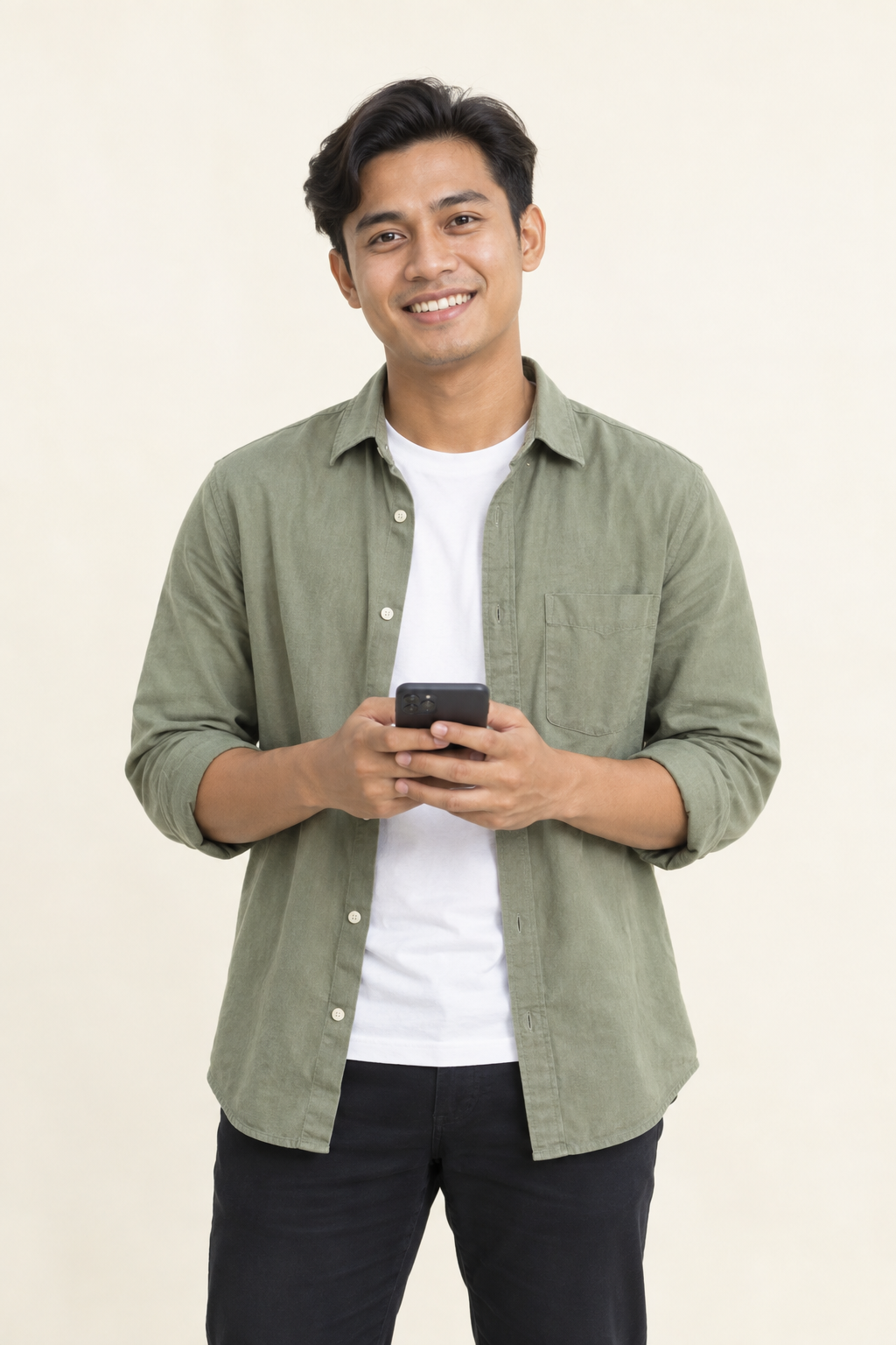 Ride Host smiling while holding his phone